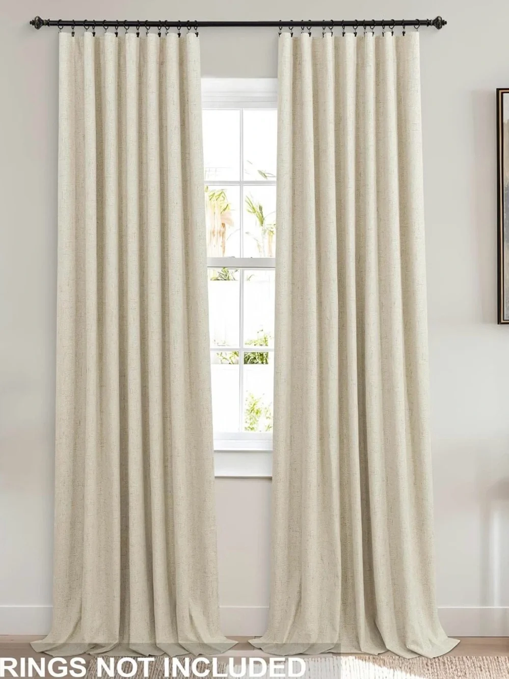 Beige Linen Blackout Curtains Drapes Living Room Light Tan Thermal 52w × 84in